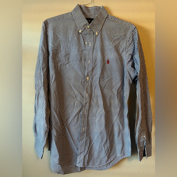 Ralph Lauren Other - Ralph Lauren long sleeve button up polo, blue and white checkered. Medium